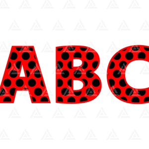 Alfabeto coccinella Svg, lettere maiuscole a pois, carattere coccinella, alfabeto a pois. Taglia file cricut, silhouette, png pdf eps.