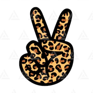 Leopard Peace Hand Svg, Cheetah Peace Sign Svg, Peace Hand Gesture Svg. Cut File Cricut, Png Pdf Eps, Vector, Vinyl, Sticker, Decal
