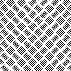 May include: Black and white repeating pattern of diagonal lines forming a diamond shape.
