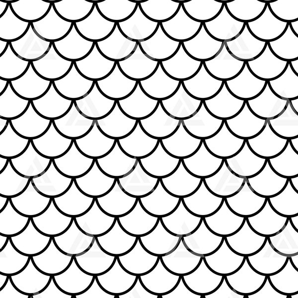 Mermaid Scales Pattern Svg, Seamless Fish Scales Pattern, Geometric Pattern. Cut File Cricut, Png Pdf Eps, Vector, Stencil, Vinyl.