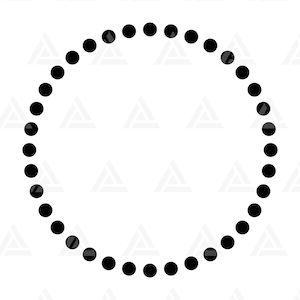 May include: A black circle made of dots on a white background.