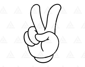 Peace Sign Hand Symbol SVG PNG DXF Layered by Color Cut File