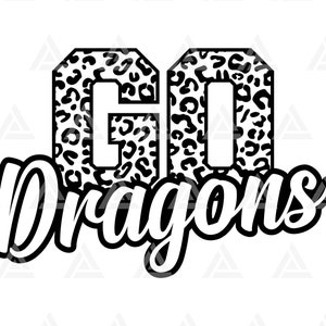 Go Dragons Leopard Svg, Go Dragons Football Svg, Run Dragons Svg, Cheer Mom T-Shirt. Cut File Cricut, Png Pdf Eps, Vector, Stencil.