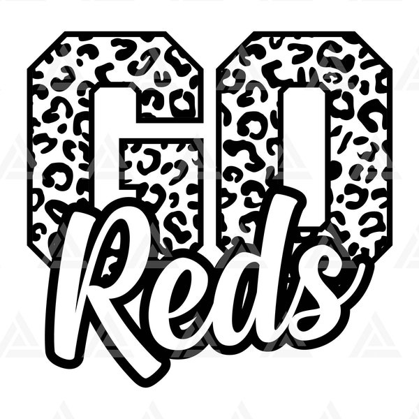 Go Reds Leopard Svg, Go Reds Football Svg, Run Reds Svg, Cheer Mom T-Shirt, Go Team Svg. Cut File Cricut, Png Pdf Eps, Vector, Stencil