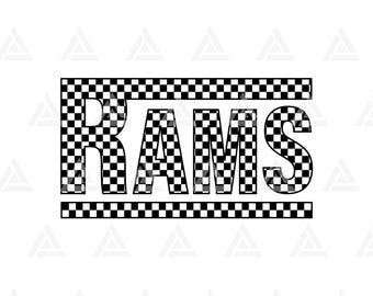 Checkered Rams Svg Png Pdf, Go Rams, Cheer Mom T-Shirt. Cut File Cricut, Vector. (Digital Download)