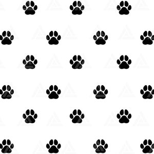 Motif d’impression de patte de chien svg, motif d’empreinte de chiot sans couture, amoureux des chiens, maman de chien. Fichier coupé Cricut, Png Pdf Eps, Vecteur, Vinyle, Autocollant.