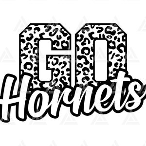 Go Hornets Leopard Svg, Go Hornets Football Svg, Run Hornets Svg, Cheer Mamá Camiseta. Cortar archivo Cricut, Png Pdf, Vector, Plantilla.