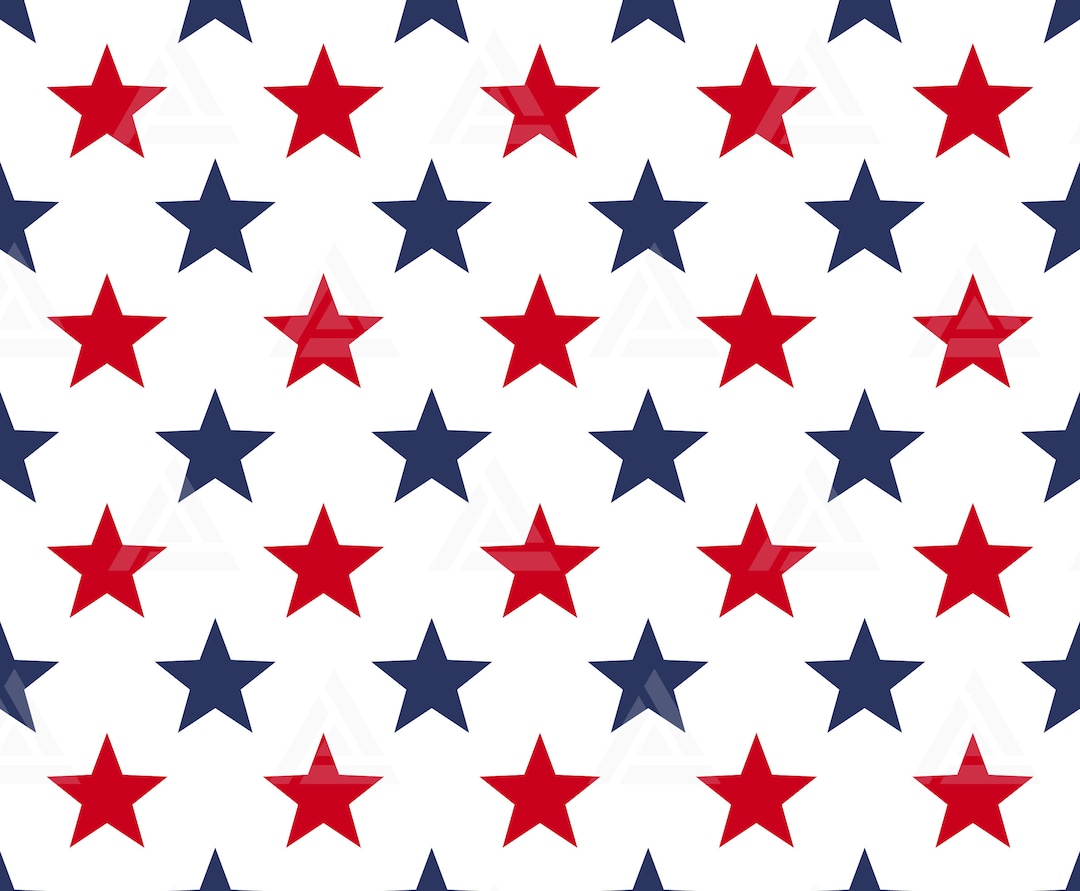 Seamless Red Blue Star Pattern Svg, American Flag Stars Svg, Stars