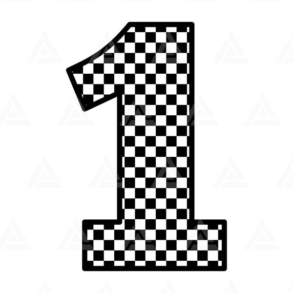 Checkered Number One Svg, Checkered 1 Svg, Checkerboard Svg, Checkers Square Pattern. Cut File Cricut, Silhouette, Png Pdf, Vector.