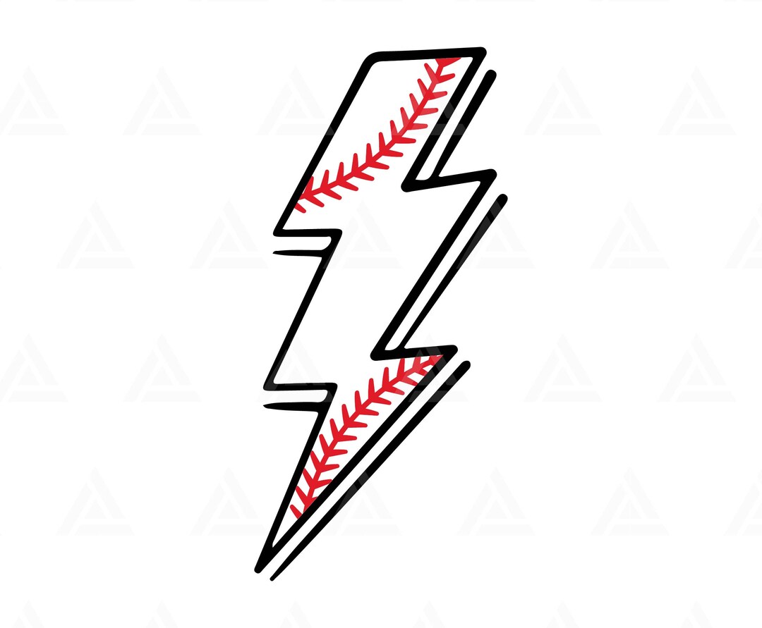 Baseball Lightning Bolt Svg, Baseball Shirt Print, Doodle Thunder Bolt