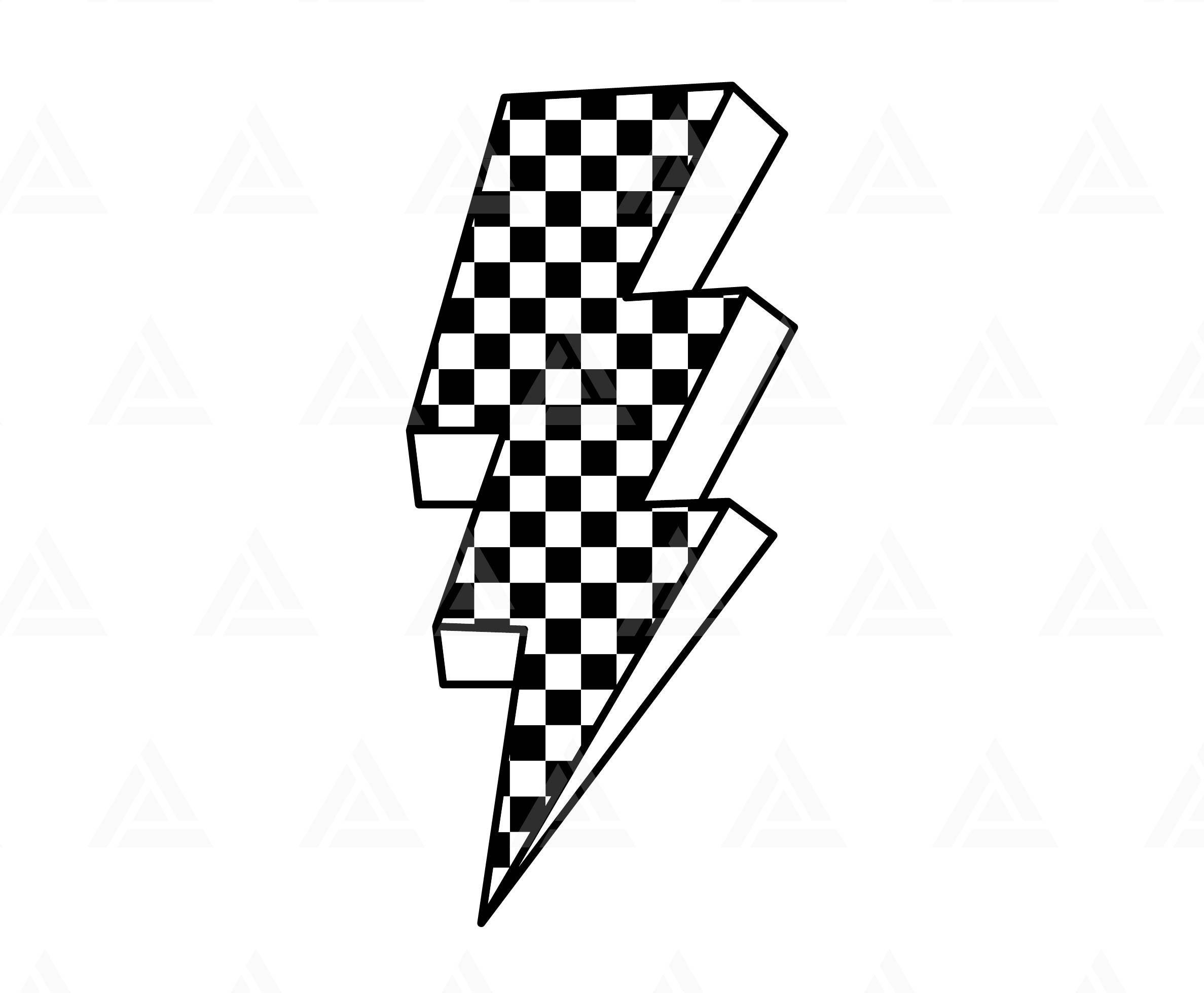 Checkered 7.pdf Checkered Lightning Bolt Svg, Checkered Thunder Svg, Checkerboard ...