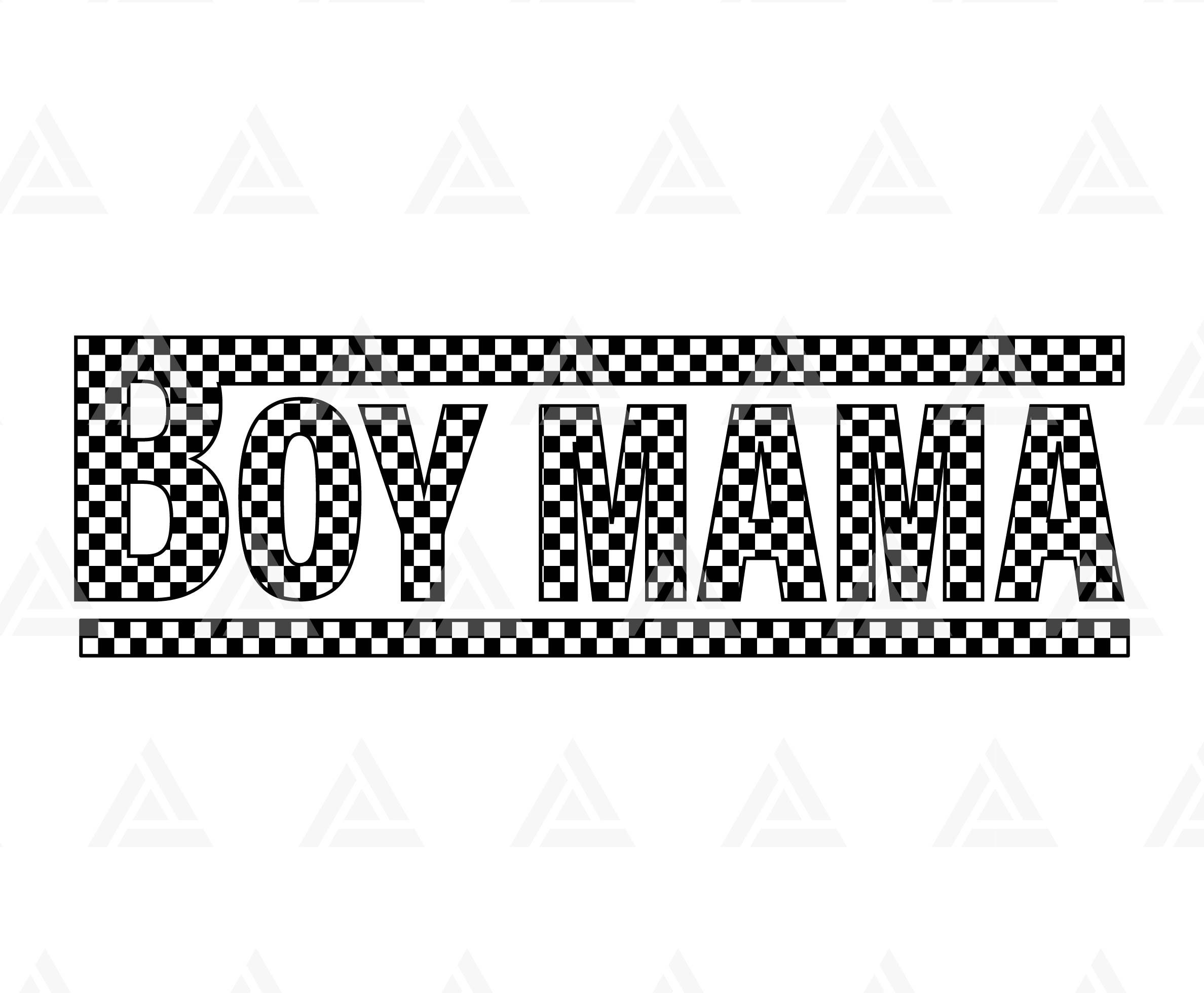 チェック柄の男の子ママ SVG、ママの男の子 PNG、レーシングママ T