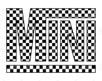 Checkered Mini Svg, Mini Png, Racing Mini T-shirt Design, Race Mini Sublimation, Retro Mini. Cut File Cricut, Png Pdf, Vector.