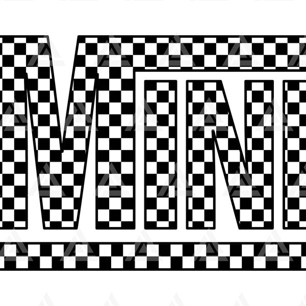 Checkered Mini Svg, Mini Png, Racing Mini T-shirt Design, Race Mini Sublimation, Retro Mini. Cut File Cricut, Png Pdf, Vector.