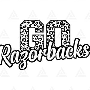 Go Razorbacks Leopard Svg, Go Razorbacks Football Svg, Run Razorbacks Svg, Cheer Mom T-Shirt. Cut File Cricut, Png Pdf, Vector, Stencil.