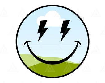 Happy Face Svg, Happy Face Png, Lightning Bolt Eyes Svg