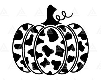 Kuh Kürbis Svg, Kuh Print Svg, Halloween Kürbis Dekor, Kuh Spots Svg. Cut File Cricut, Silhouette, Png Pdf Eps, Vektor, Schablone, Vinyl.