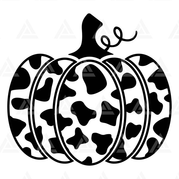 Cow Pumpkin Svg, Cow Print Svg, Halloween Pumpkin Decor, Cow Spots Svg. Cut File Cricut, Silhouette, Png Pdf Eps, Vector, Stencil, Vinyl.