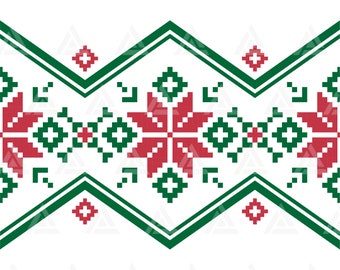 Nordic Winter Pattern Svg, Scandinavian Pattern Svg, Snowflake Svg, Christmas Sweater. Cut File Cricut, Silhouette, Png Pdf Eps, Vector.