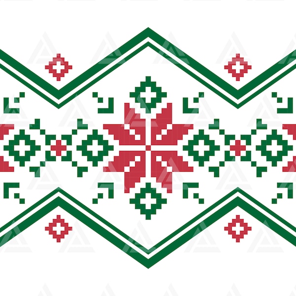 Nordic Winter Pattern Svg, Scandinavian Pattern Svg, Snowflake Svg, Christmas Sweater. Cut File Cricut, Silhouette, Png Pdf Eps, Vector.