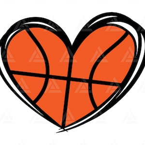 Coração de basquete Svg, Amor de basquete Svg, Criança jogador de basquete, Mãe de basquete Svg. Arquivo de corte Cricut, Silhueta, Png Pdf, Vetor, Estêncil.