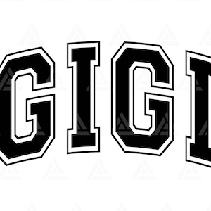 Gigi SVG, Gigi Varsity Png, Großmutter, Oma, Grammy Shirt, Jersey Schrift, Muttertag. Cut File Cricut, Png Pdf, Vektor, Aufkleber.