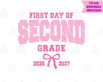 First Day of Second Grade Pink Coquette Bow Svg Png Pdf: School Kid Apparel Print (Digital Download)