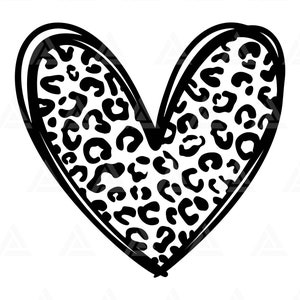 Leopard Heart Svg, Hand Drawn Heart Svg, Valentine's Day Svg, Cheetah Spots Svg. Cut File Cricut, Png Pdf Eps, Vector, Vinyl, Sticker, Decal