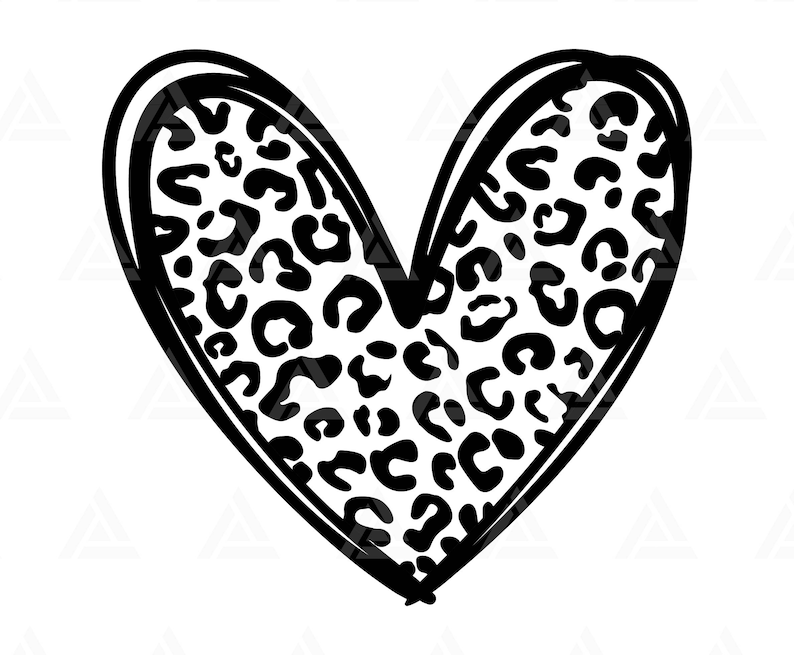 Puede incluir: Un dise&ntilde;o en forma de coraz&oacute;n negro y blanco con un estampado de leopardo.