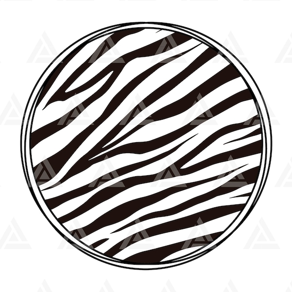 Zebra Print Cirkel Monogram Svg, Tiger Stripes Svg, Krabbel cirkel Svg. Cut Bestand Cricut, Silhouet, Png Pdf Eps, Vector, Stencil, Vinyl.