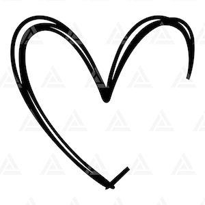 Doodle Heart Svg, Open Heart Svg, Corazón dibujado a mano Svg, Corazón de texto, Día de San Valentín. Cortar archivo Cricut, Png Pdf Eps, Vector, Calcomanía, Pegatina.