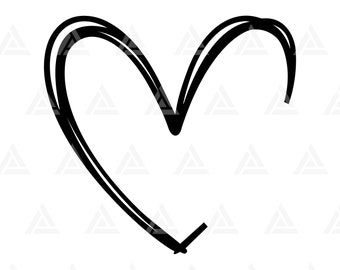 Doodle Heart Svg, Open Heart Svg, Hand Drawn Heart Svg, Text Heart, Walentynki. Wytnij plik Cricut, Png Pdf Eps, Wektor, Naklejka, Naklejka.