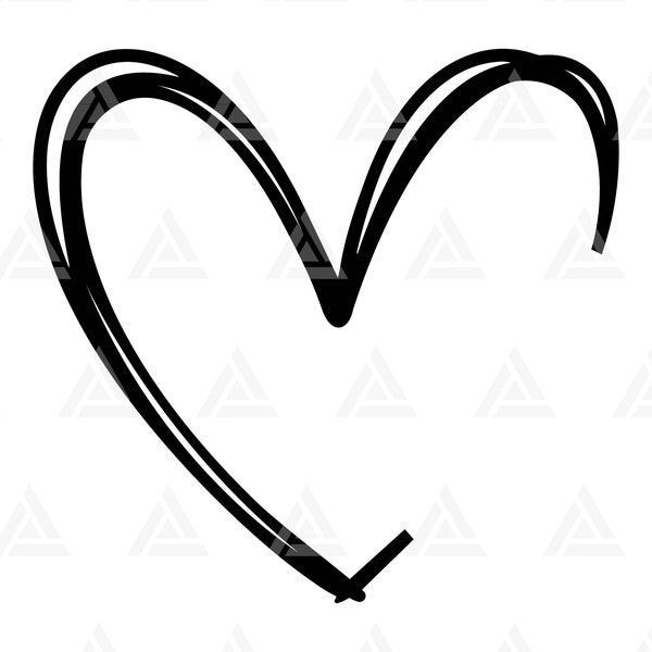Doodle Heart Svg, Open Heart Svg, Hand Drawn Heart Svg, Text Heart, Valentine's Day. Cut File Cricut, Png Pdf Eps, Vector, Decal, Sticker.
