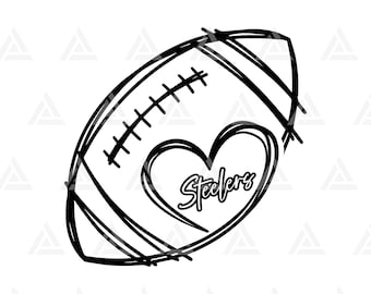 Steelers Football Heart Svg, Scribble Football Svg, Football Png, Football Clipart. Cut File Cricut, Silhouette, Png Pdf.