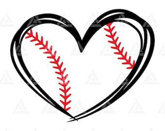 Baseball Heart Svg, Baseball Stitch, Baseball Mom shirt, Baseball Mama, Hand Drawn Heart. Cut File Cricut, Silhouette, Png Pdf Eps, Vector.