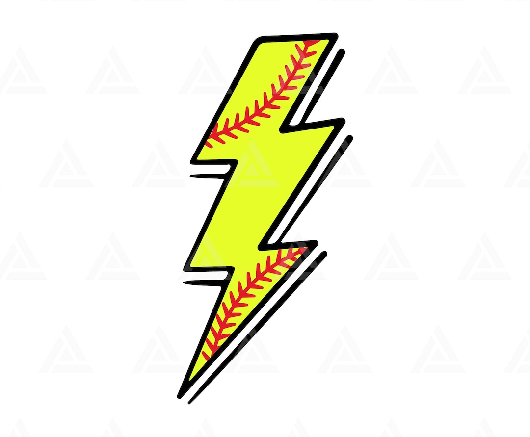 Softball Lightning Bolt Svg, Softball Shirt Print, Doodle Thunder Svg