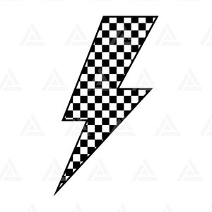 Checkered Lightning Bolt Svg, Checkered Thunder Svg, Checkerboard Svg, Square Pattern. Cut File Cricut, Silhouette, Png Pdf Eps, Vector.