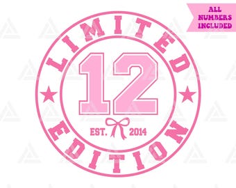 Diseño SVG PNG de niña de 12 años: Edición limitada para estampado de camisetas (descarga digital)
