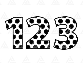 Polka Dot Numbers Svg, Polka Dot Font, Polka Birthday Numbers Svg, Polka Number Monogram. Cortar archivo Cricut, Silhouette, Png Pdf eps, Vector