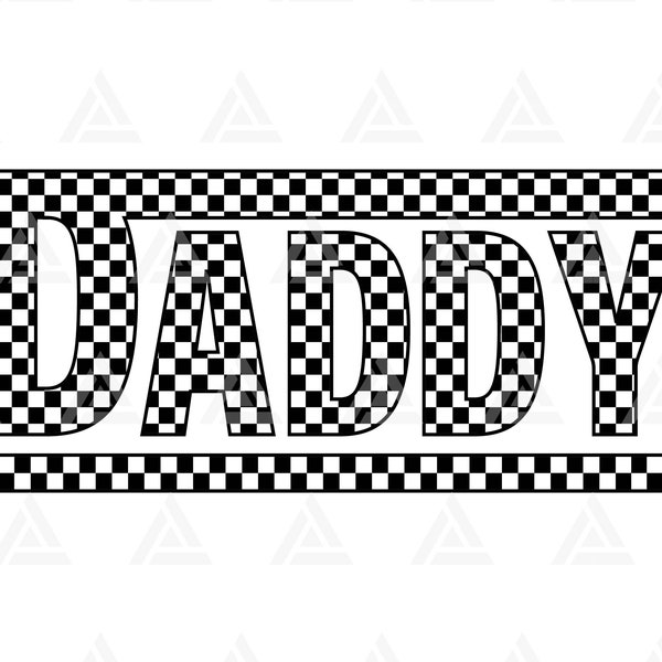 Checkered Daddy Svg, Daddy Png, Racing Father T-shirt Design, Race Dad Sublimation, Retro Daddy. Cut File Cricut, Png Pdf, Vector.