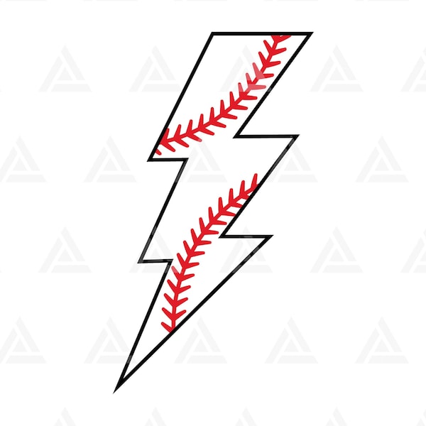 Baseball Lightning Bolt Svg, Baseball Shirt Print, Thunder Svg, Game Day Vibes, Cheer Mom. Cut File Cricut, Png Pdf Eps, Vector, Stencil.