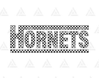 Checkered Hornets Svg Png Pdf, Go Hornets, Cheer Mom T-Shirt. Cut File Cricut, Vector. (Digital Download)
