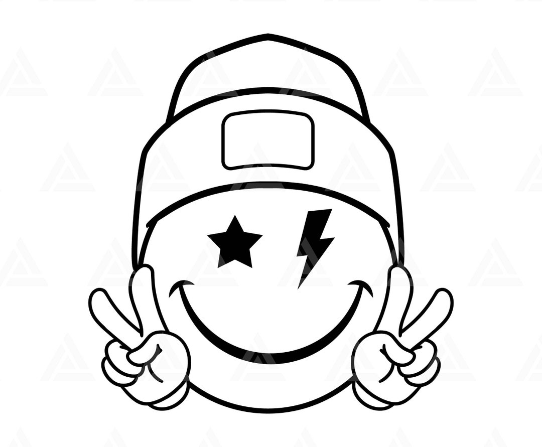 peace‥smile Happy Face Svg, Peace Sign Svg, Happy Face Clipart, Retro