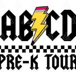 ABCD Professor Svg, Pré-K Tour Png, Lápis Relâmpago, Primeiro dia de aula, Volta às aulas, Camiseta de professor. Arquivo de corte Cricut, Vetor.