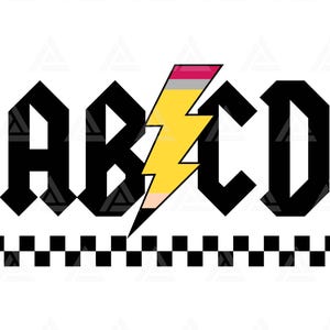 ABCD Professor Svg, Lápis Relâmpago Svg, Primeiro dia de aula, Camiseta de professor, Volta às aulas. Arquivo de corte Cricut, Png Pdf, Vetor.