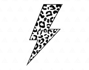 Leopard Lightning Bolt Svg, Leopard Print Thunder, Cheetah Lightning, Leopard Flash. Cut File Cricut, Silhouette, Png Pdf Eps, Vector.