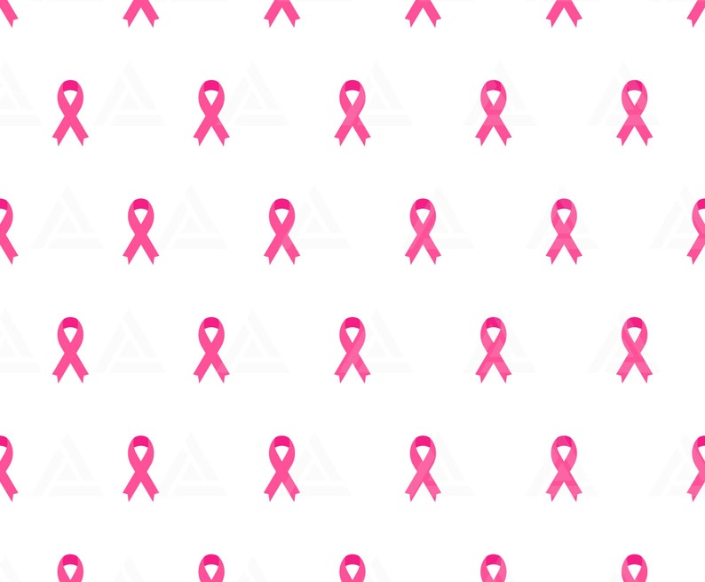 May include: A seamless pattern of pink ribbon symbols on a white background. The ribbons are arranged in a repeating pattern, creating a subtle and elegant design.