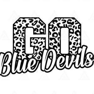 Go Blue Devils Leopard Svg, Go Blue Devils Football Svg, Run Blue Devils, Camiseta Cheer Mom, Go Team Svg. Archivo de corte Cricut, Png Pdf, Vector.