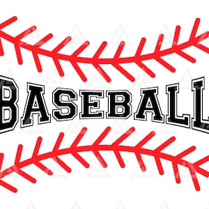 Baseball Svg Red Stitch Svg Baseball Monogram Softball - Etsy