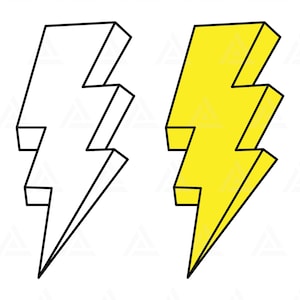 Fulmine giallo Svg, Fulmine Png, Tuono Svg, Flash Svg. File di taglio Cricut, Silhouette, Png Pdf, Vettore.